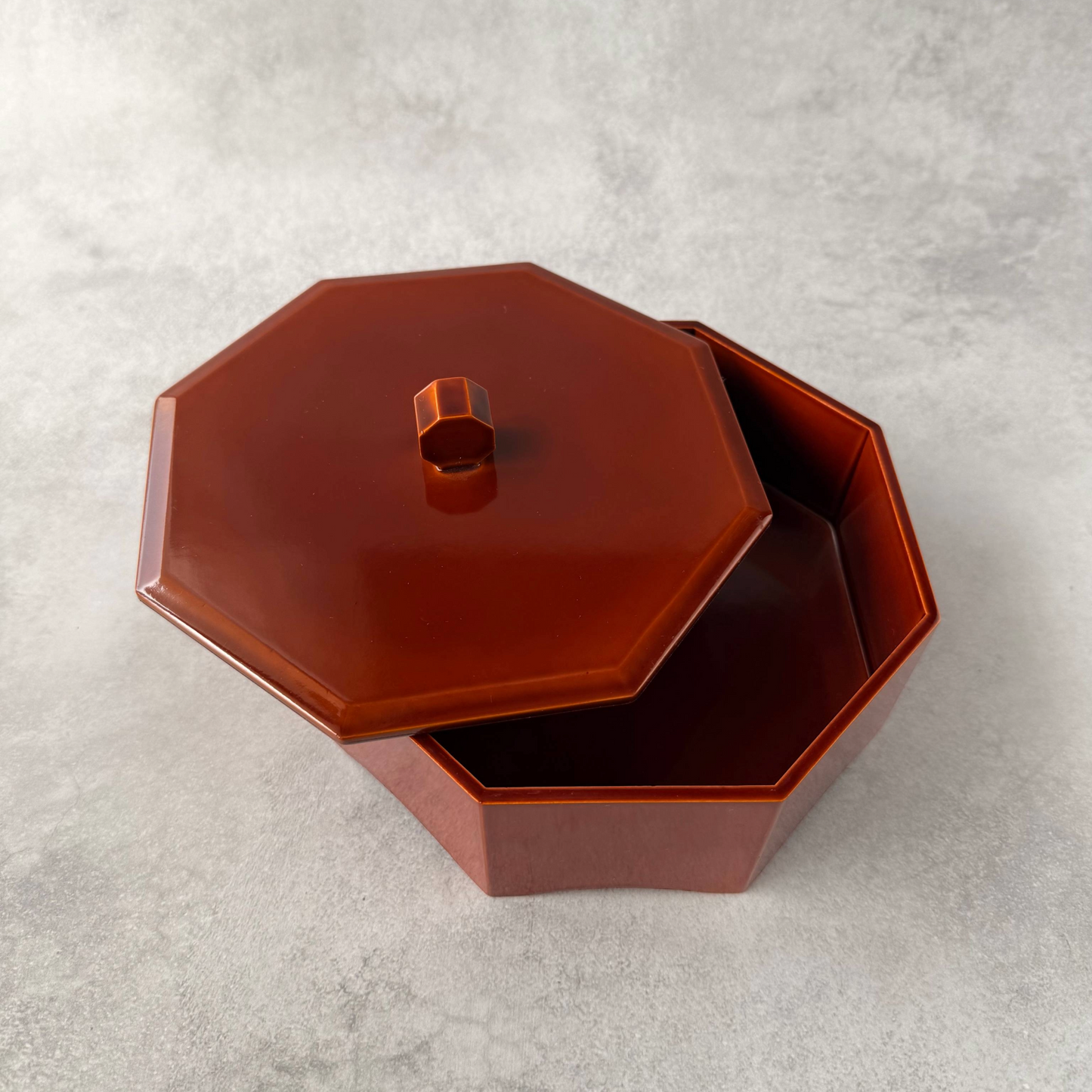 Octagonal Japanese Lacquer Box with Lid | Vintage Urushi Box | 17cm Traditional Tableware